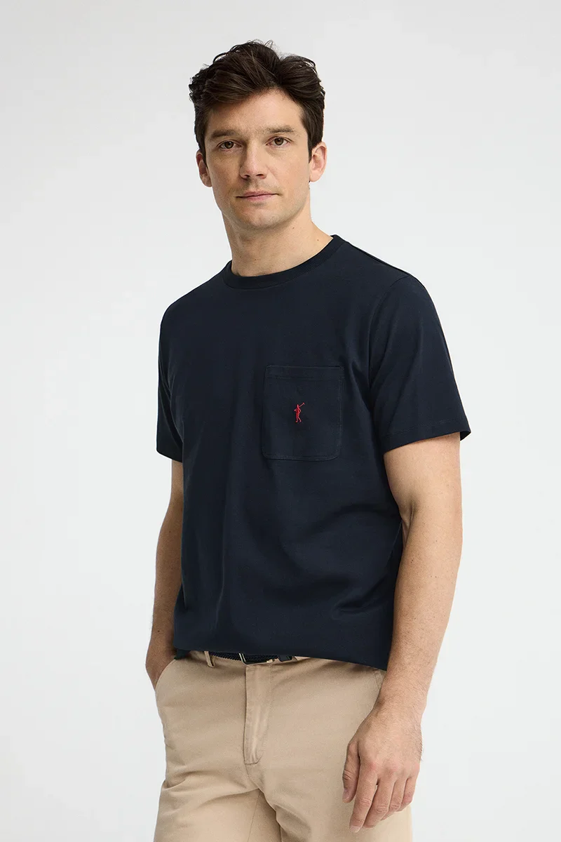 Navy-blue T-shirt with pocket and Rigby Go logo - Image 2