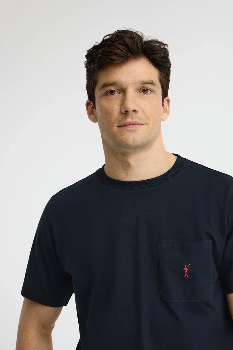 Navy-blue T-shirt with pocket and Rigby Go logo - Image 3