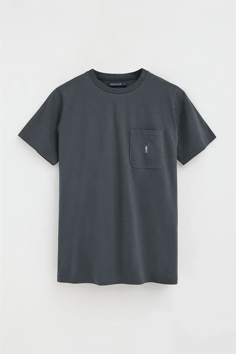 Stone-grey T-shirt with pocket and Rigby Go logo - Image 4