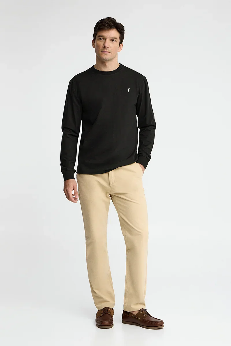 Black long-sleeve T-shirt with straight fit and Rigby Go embroidery - Image 3