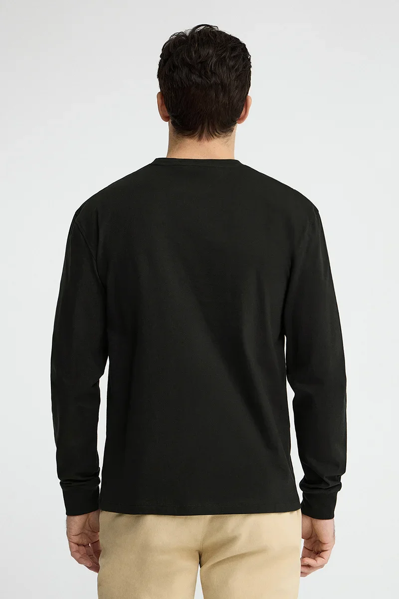 Black long-sleeve T-shirt with straight fit and Rigby Go embroidery - Image 4