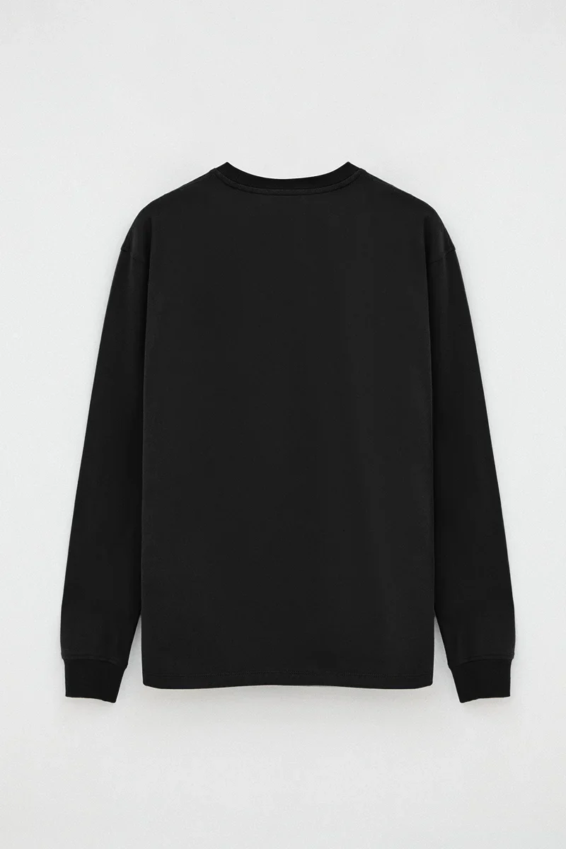 Black long-sleeve T-shirt with straight fit and Rigby Go embroidery - Image 7