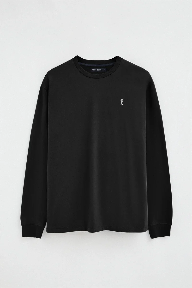 Black long-sleeve T-shirt with straight fit and Rigby Go embroidery - Image 8