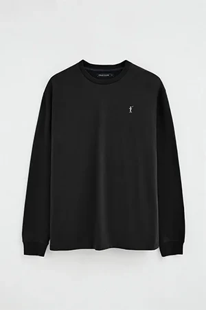 Black long-sleeve T-shirt with straight fit and Rigby Go embroidery - Image 9