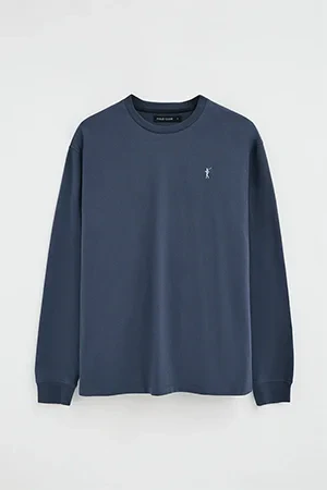 Denim-blue long-sleeve T-shirt with straight fit and Rigby Go embroidery - Image 5