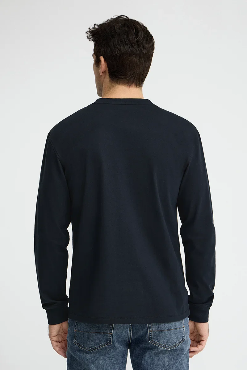 Navy-blue long-sleeve T-shirt with straight fit and Rigby Go embroidery - Image 4