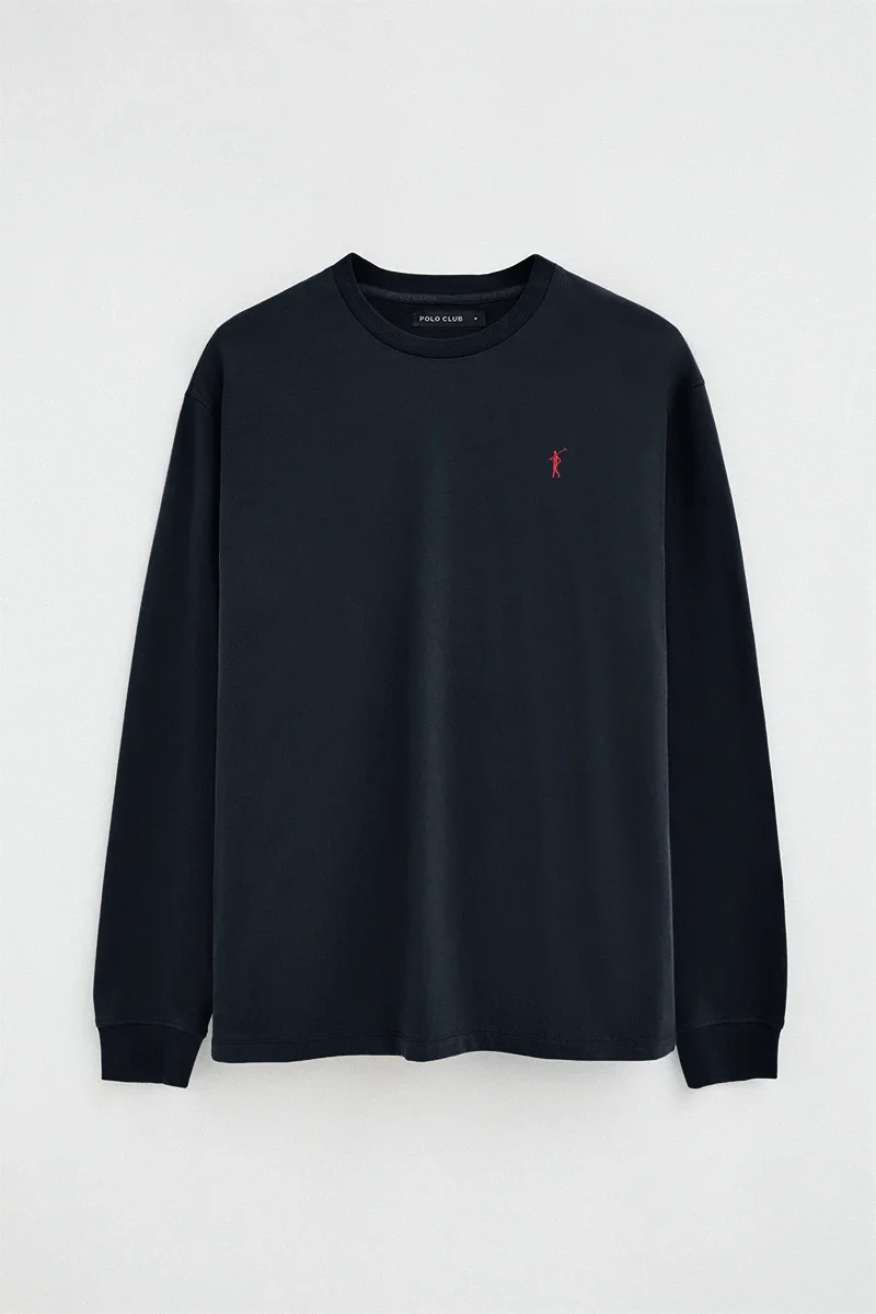 Navy-blue long-sleeve T-shirt with straight fit and Rigby Go embroidery - Image 8