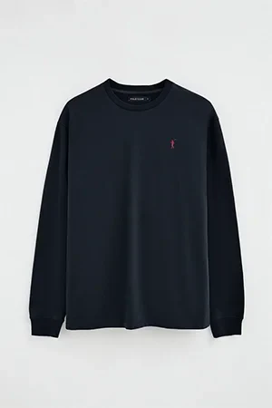 Navy-blue long-sleeve T-shirt with straight fit and Rigby Go embroidery - Image 9