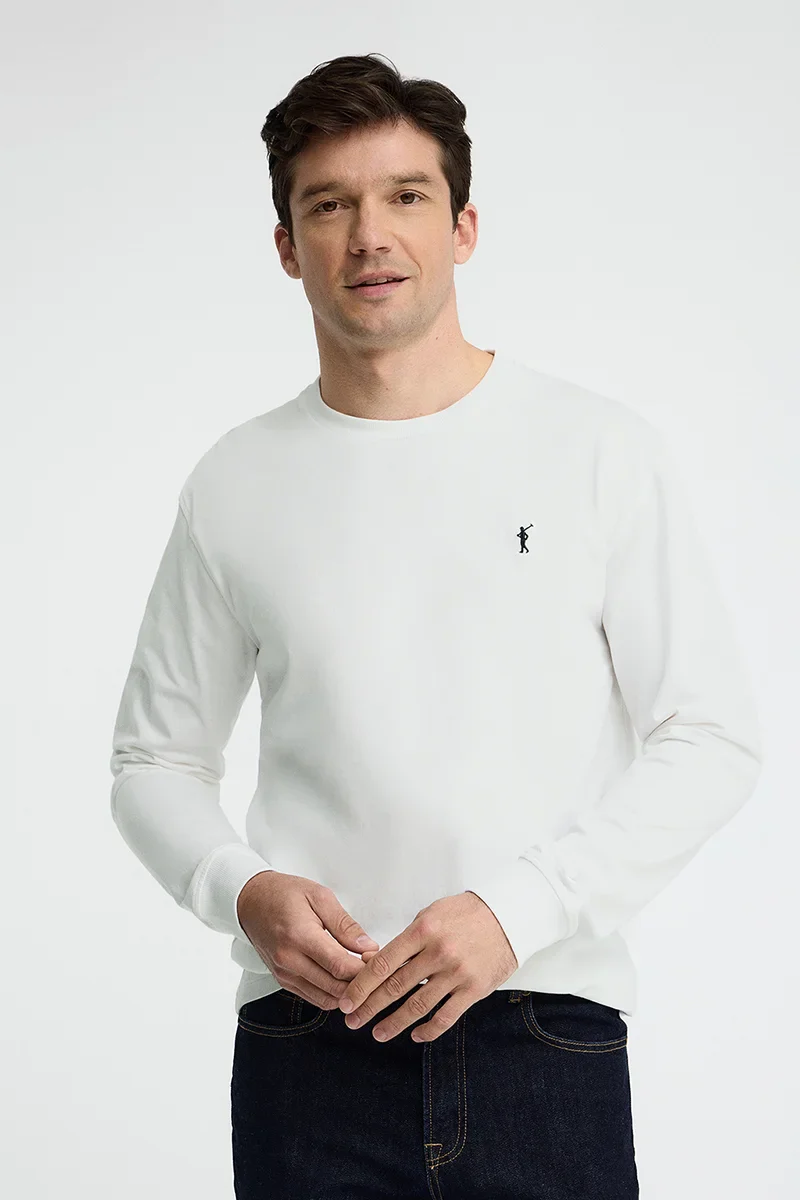 White long-sleeve T-shirt with straight fit and Rigby Go embroidery - Image 2