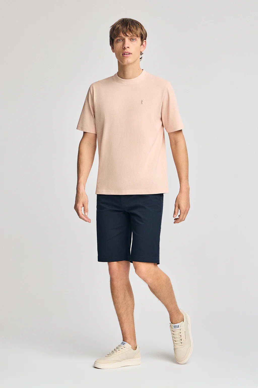 Blush-pink T-shirt in cotton and linen with Rigby Go embroidery - Image 4