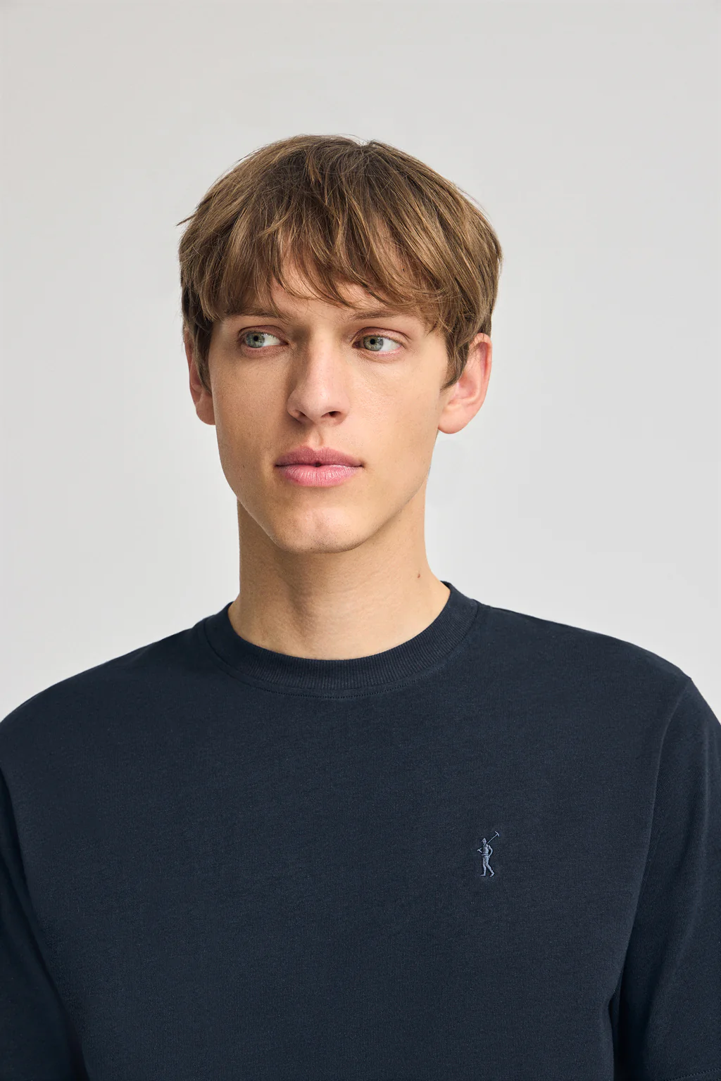 Navy-blue T-shirt in cotton and linen with Rigby Go embroidery - Image 3