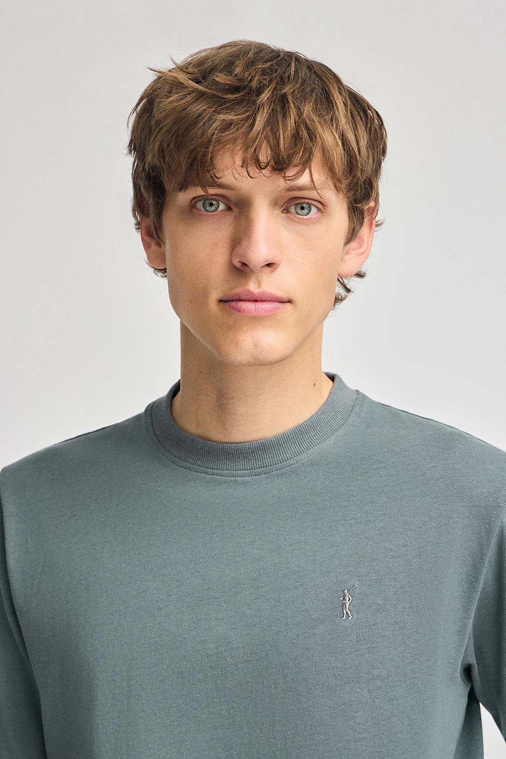 Stone-grey T-shirt in cotton and linen with Rigby Go embroidery - Image 3
