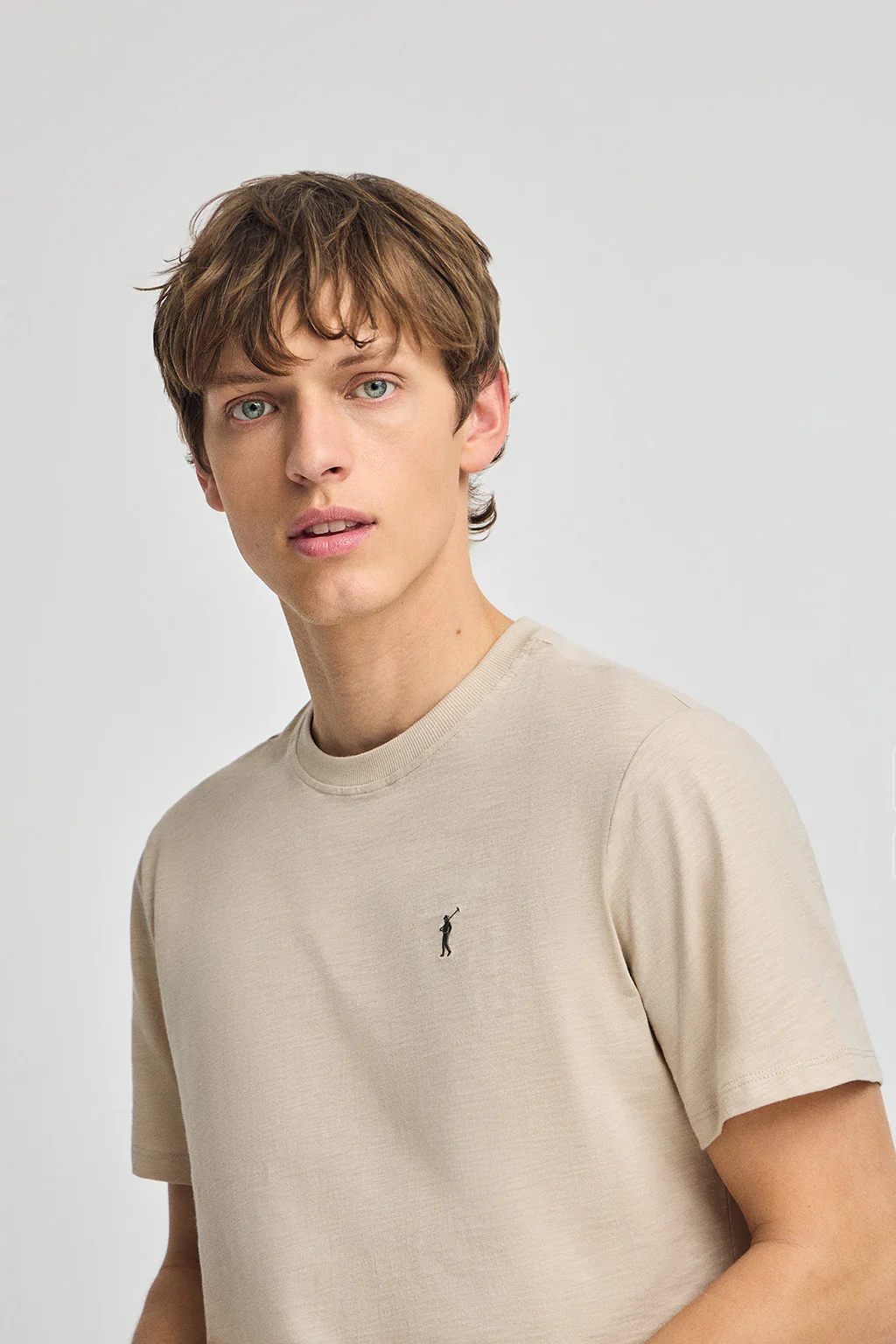 Beige slub-cotton T-shirt with Rigby Go embroidery - Image 3