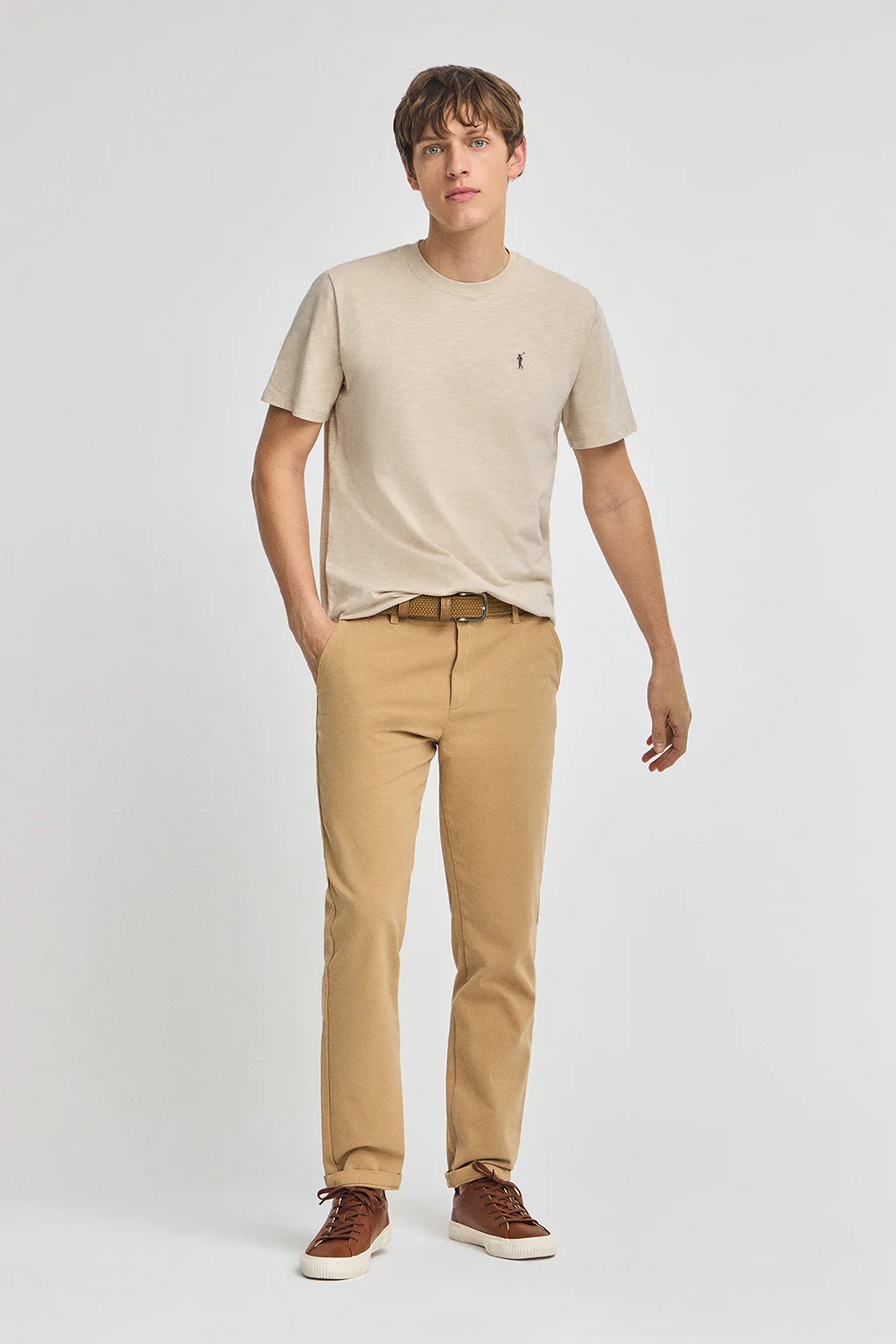 Beige slub-cotton T-shirt with Rigby Go embroidery - Image 4
