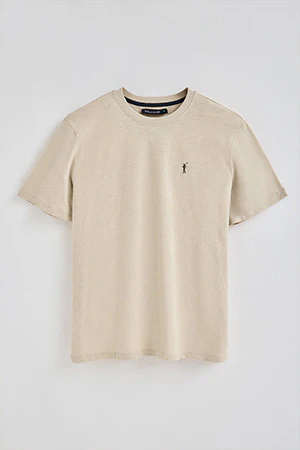 Beige slub-cotton T-shirt with Rigby Go embroidery - Image 8