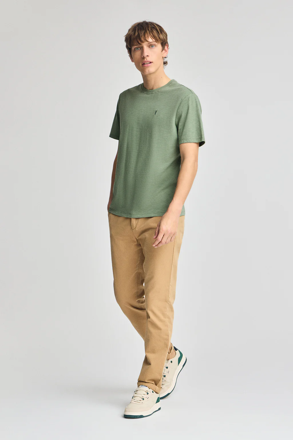 Jade-green slub-cotton T-shirt with Rigby Go embroidery - Image 4