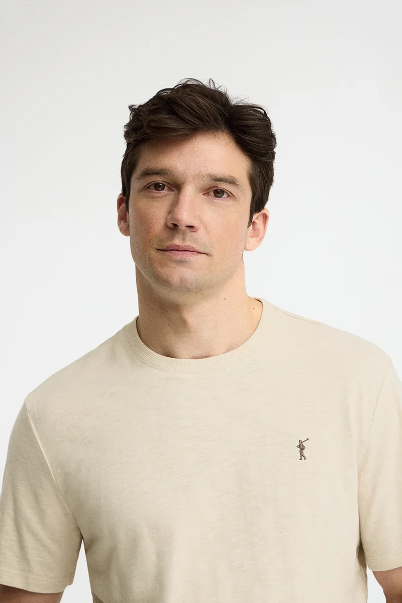 Beige short-sleeve T-shirt with loose fit and Rigby Go logo - Image 2