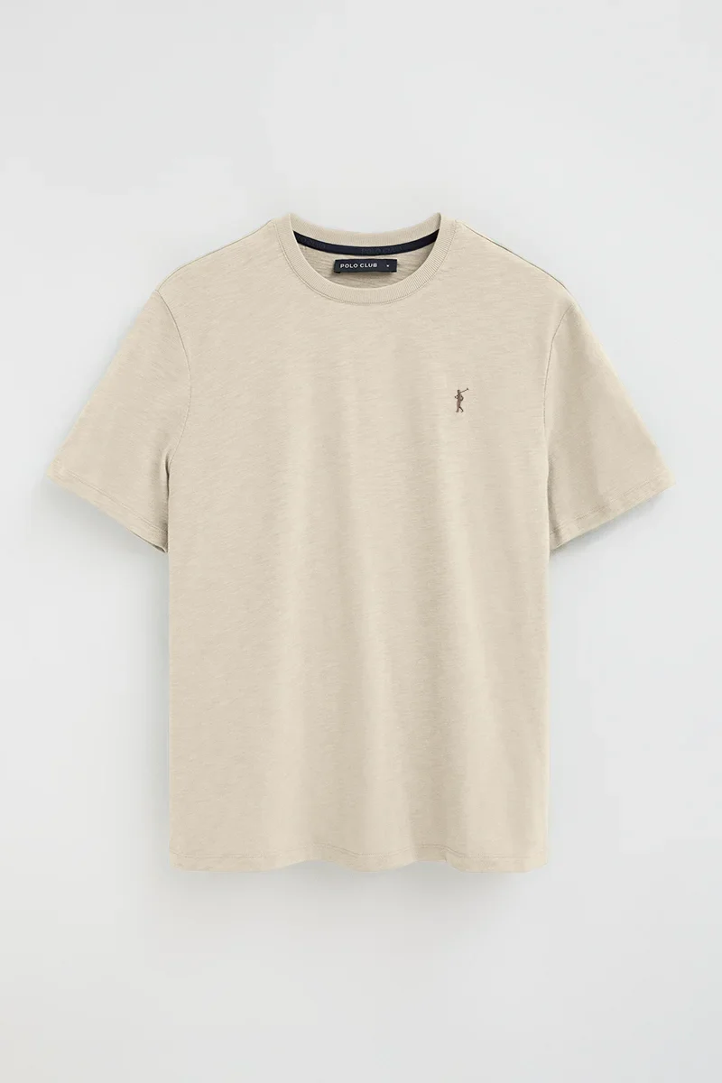 Beige short-sleeve T-shirt with loose fit and Rigby Go logo - Image 5