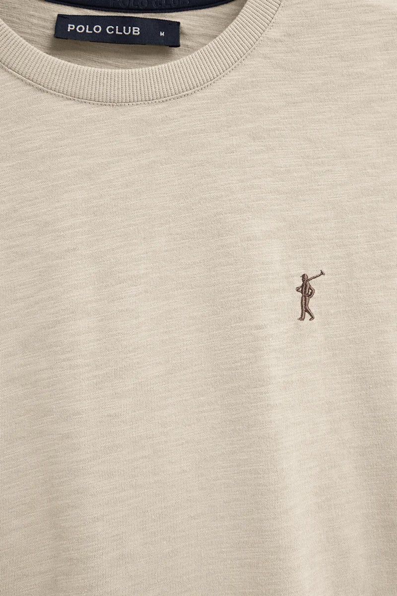 Beige short-sleeve T-shirt with loose fit and Rigby Go logo - Image 6