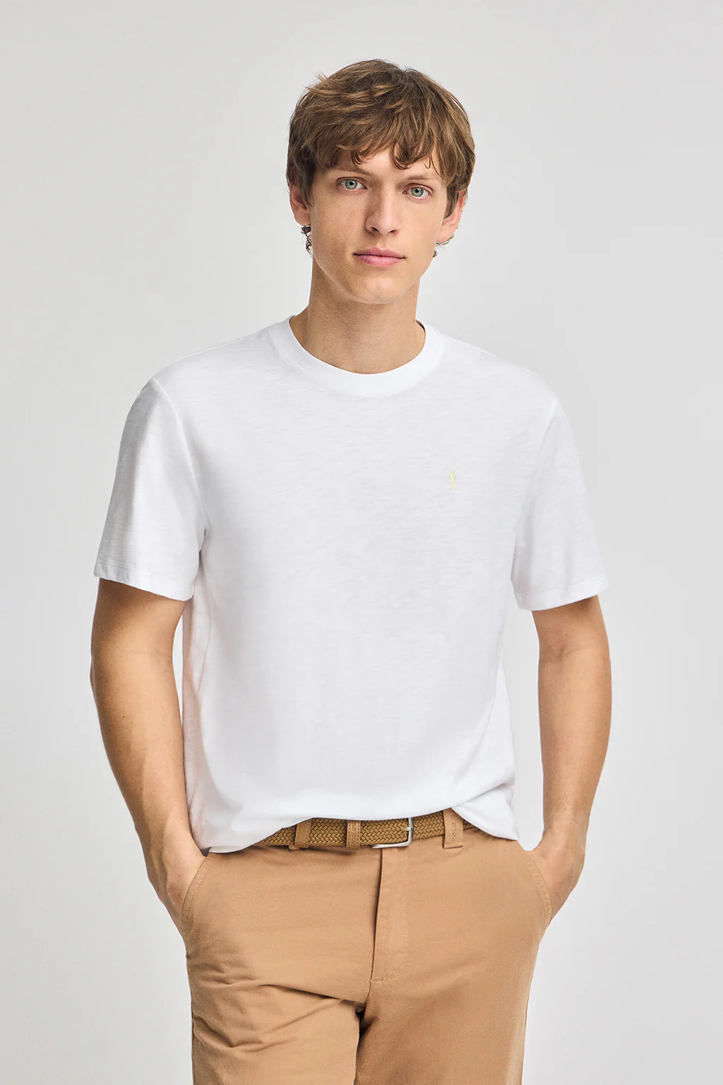 White slub-cotton T-shirt with Rigby Go embroidery
