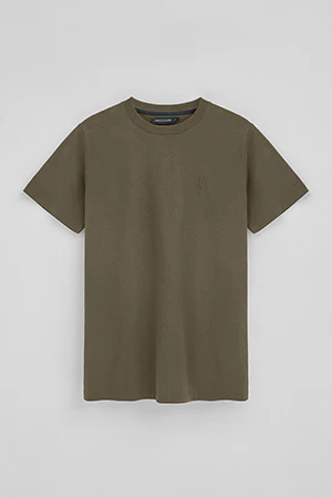 Army-green round-neck T-shirt with Rigby Go embroidery - Image 9