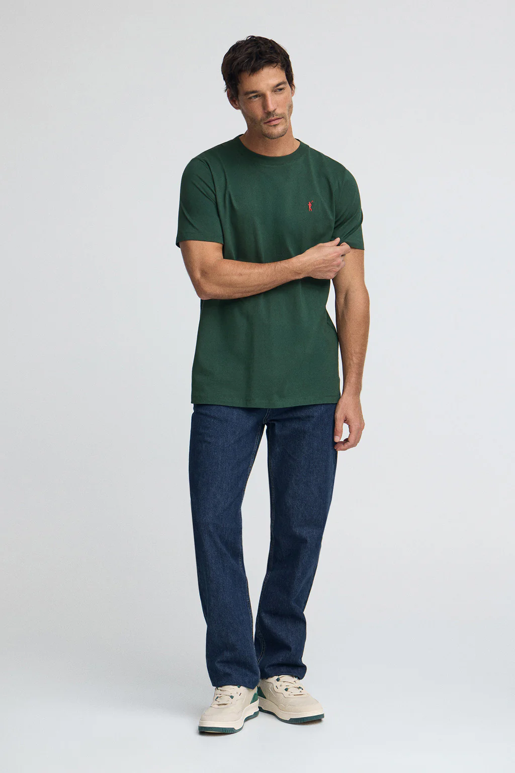 Bottle-green round-neck T-shirt with Rigby Go embroidery - Image 3
