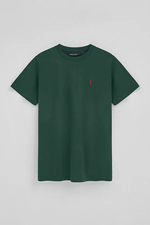 Bottle-green round-neck T-shirt with Rigby Go embroidery - Image 9