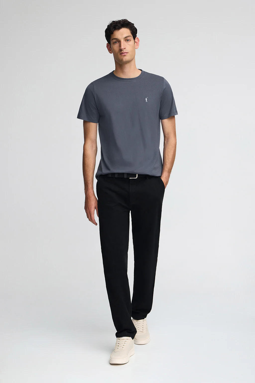 Denim-blue round-neck T-shirt with Rigby Go embroidery - Image 3