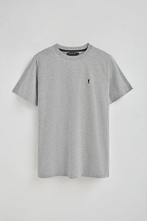 Grey-marl round-neck T-shirt with Rigby Go embroidery - Image 9