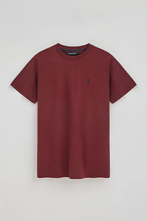 Maroon round-neck T-shirt with Rigby Go embroidery - Image 9