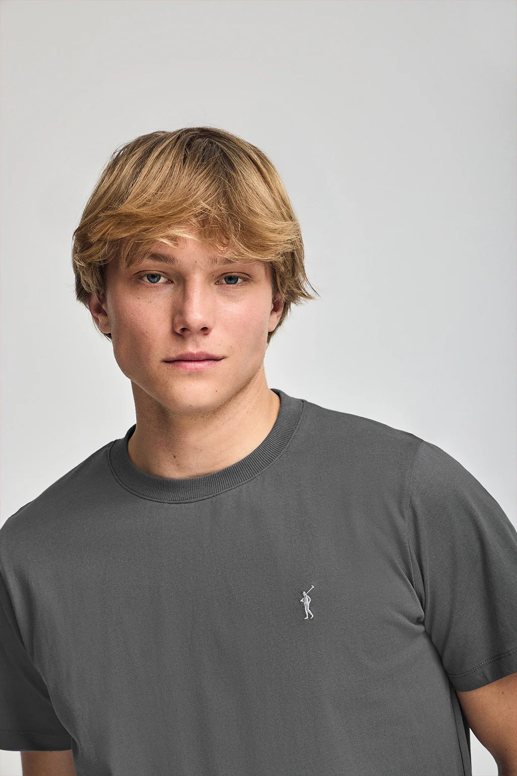 Asphalt-grey round-neck T-shirt with Rigby Go embroidery - Image 2