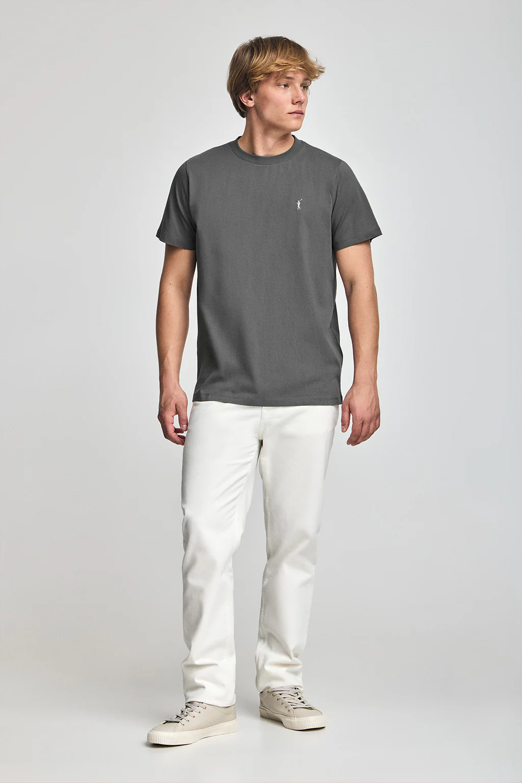 Asphalt-grey round-neck T-shirt with Rigby Go embroidery - Image 3