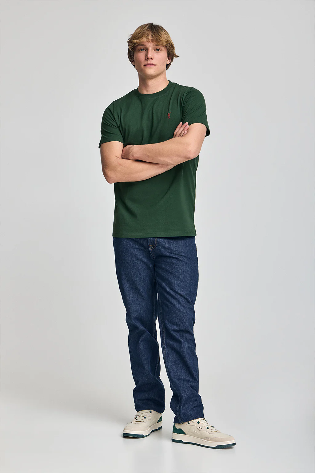 Bottle-green round-neck T-shirt with Rigby Go embroidery - Image 4