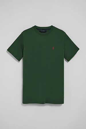 Bottle-green round-neck T-shirt with Rigby Go embroidery - Image 9