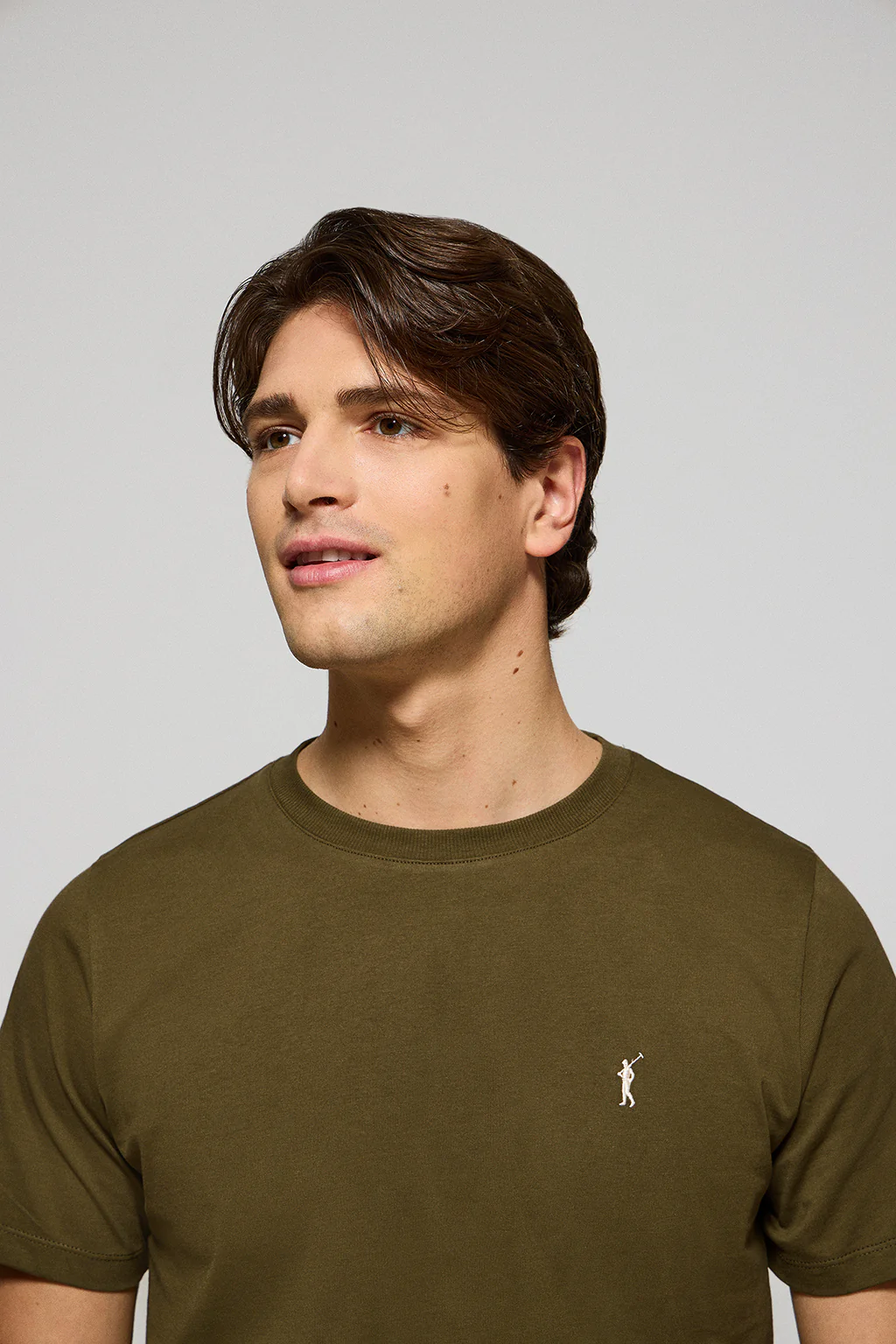 Khaki round-neck T-shirt with Rigby Go embroidery - Image 3