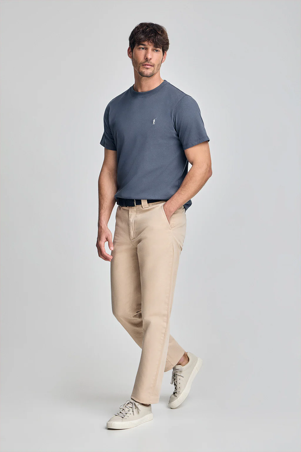 Denim-blue round-neck T-shirt with Rigby Go embroidery - Image 4