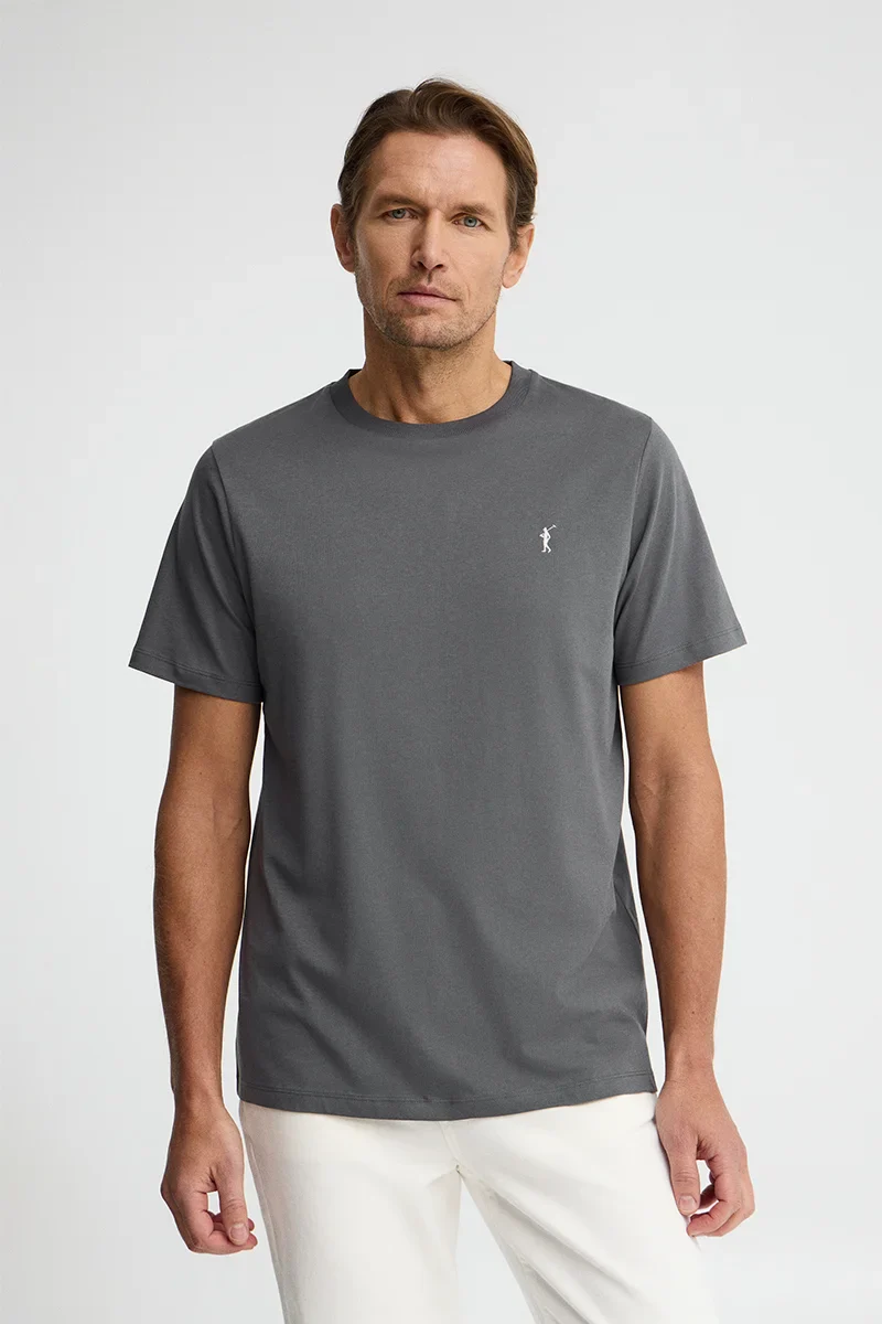 Asphalt-grey short-sleeve T-shirt with Rigby Go embroidery