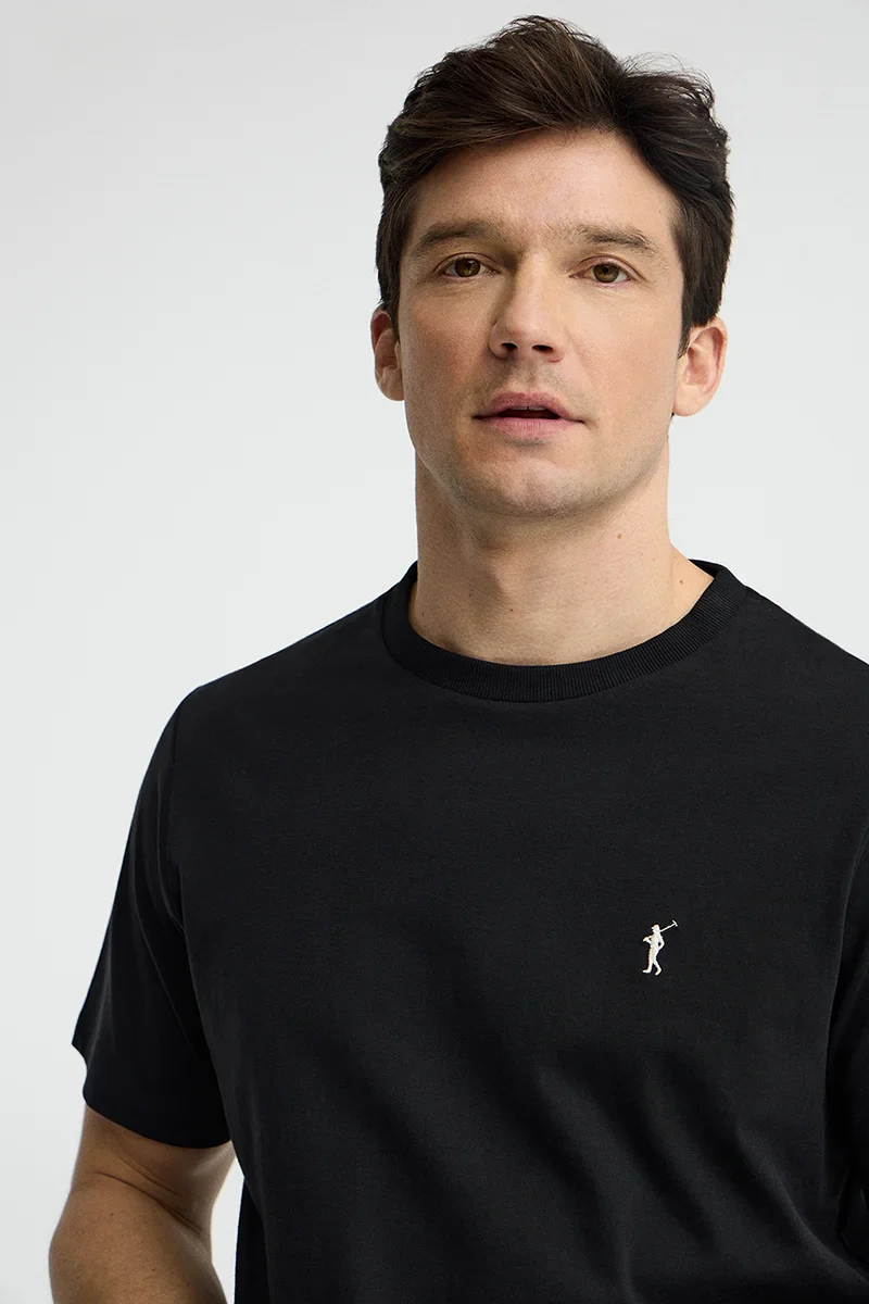 Black short-sleeve T-shirt with Rigby Go embroidery - Image 3