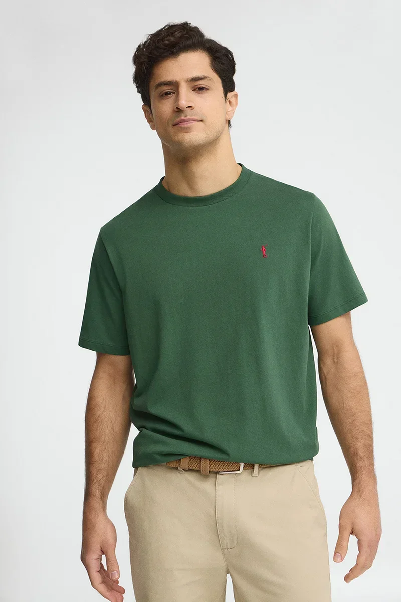 Bottle-green short-sleeve T-shirt with Rigby Go embroidery - Image 3