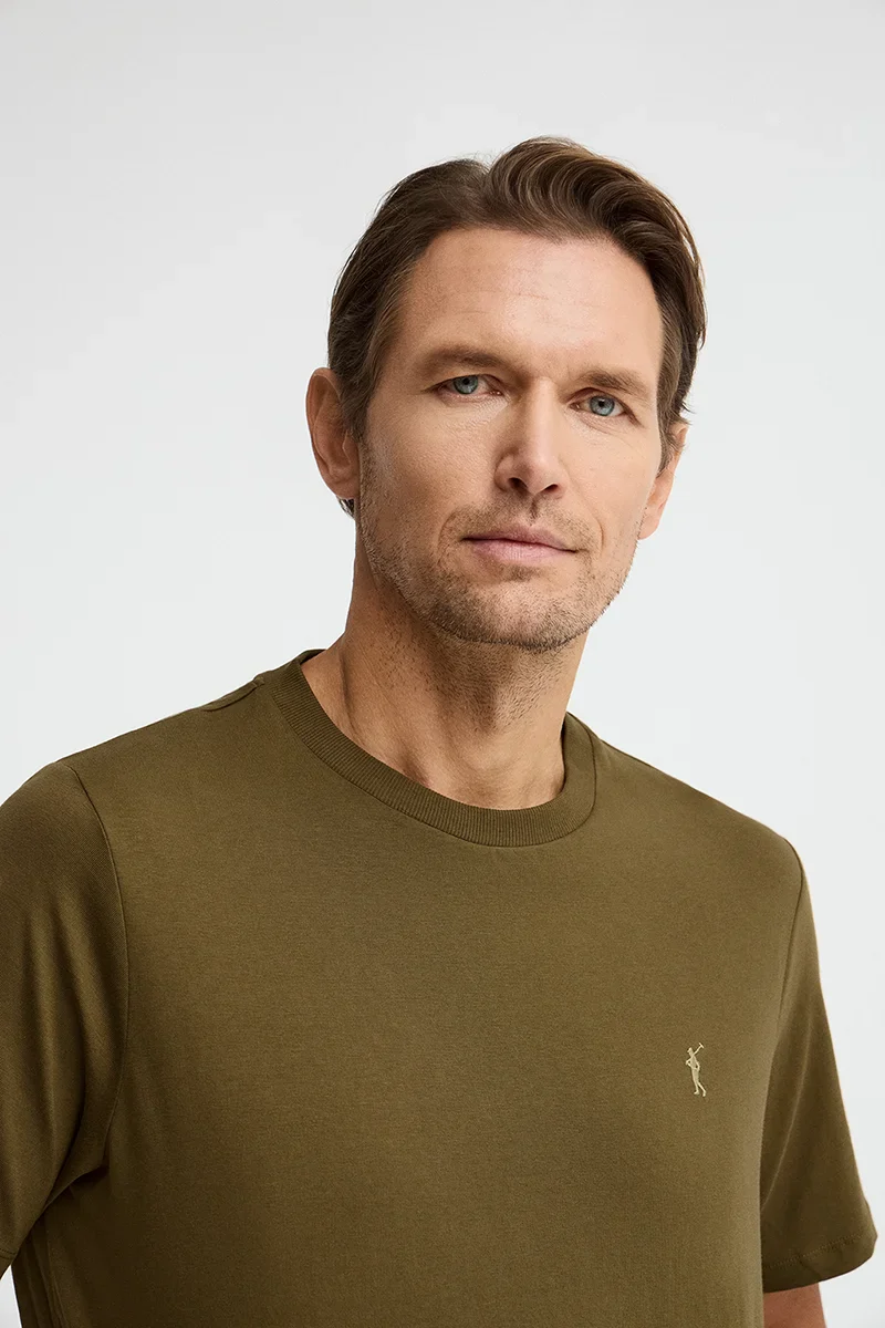 Dark-khaki short-sleeve T-shirt with Rigby Go embroidery - Image 3