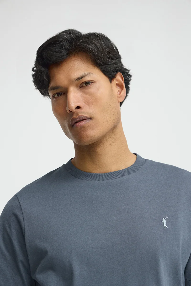 Denim-blue short-sleeve T-shirt with Rigby Go embroidery - Image 3