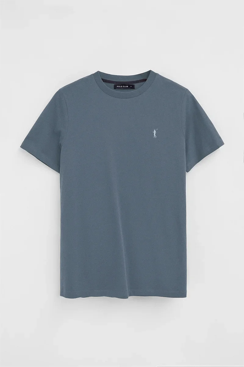 Denim-blue short-sleeve T-shirt with Rigby Go embroidery - Image 9