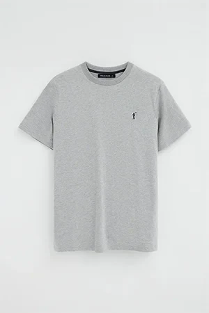 Grey-marl short-sleeve T-shirt with Rigby Go embroidery - Image 4