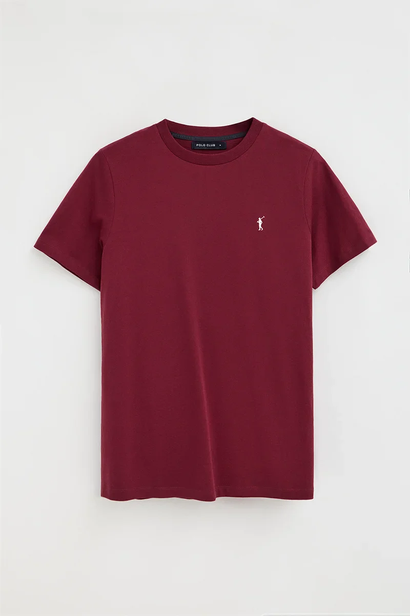 Maroon short-sleeve T-shirt with Rigby Go embroidery - Image 9