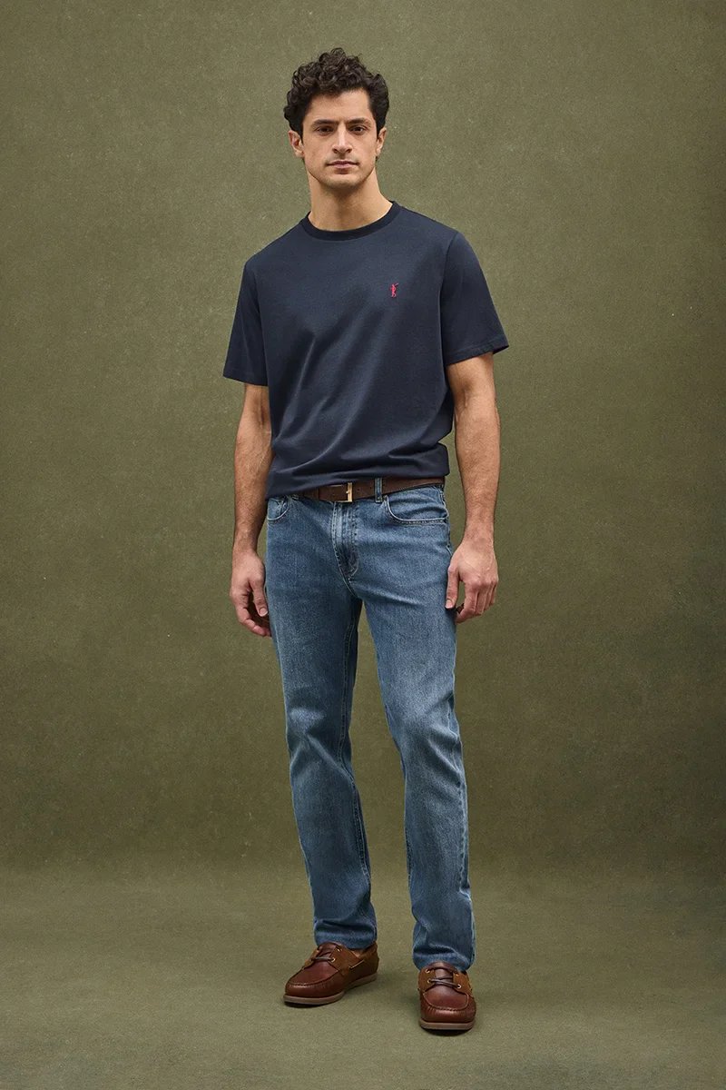 Navy-blue short-sleeve T-shirt with Rigby Go embroidery - Image 2