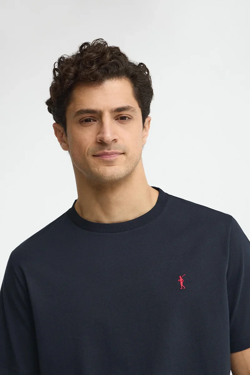 Navy-blue short-sleeve T-shirt with Rigby Go embroidery - Image 3