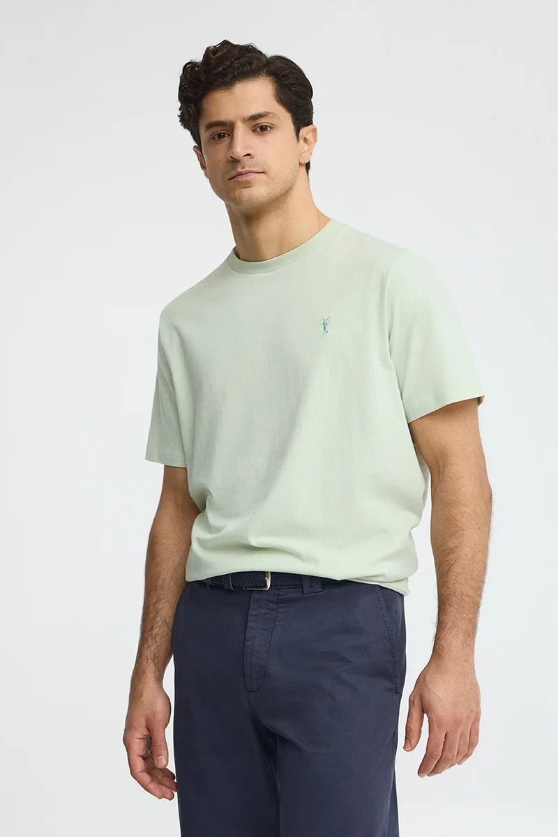 Pastel-turquoise short-sleeve T-shirt with Rigby Go embroidery