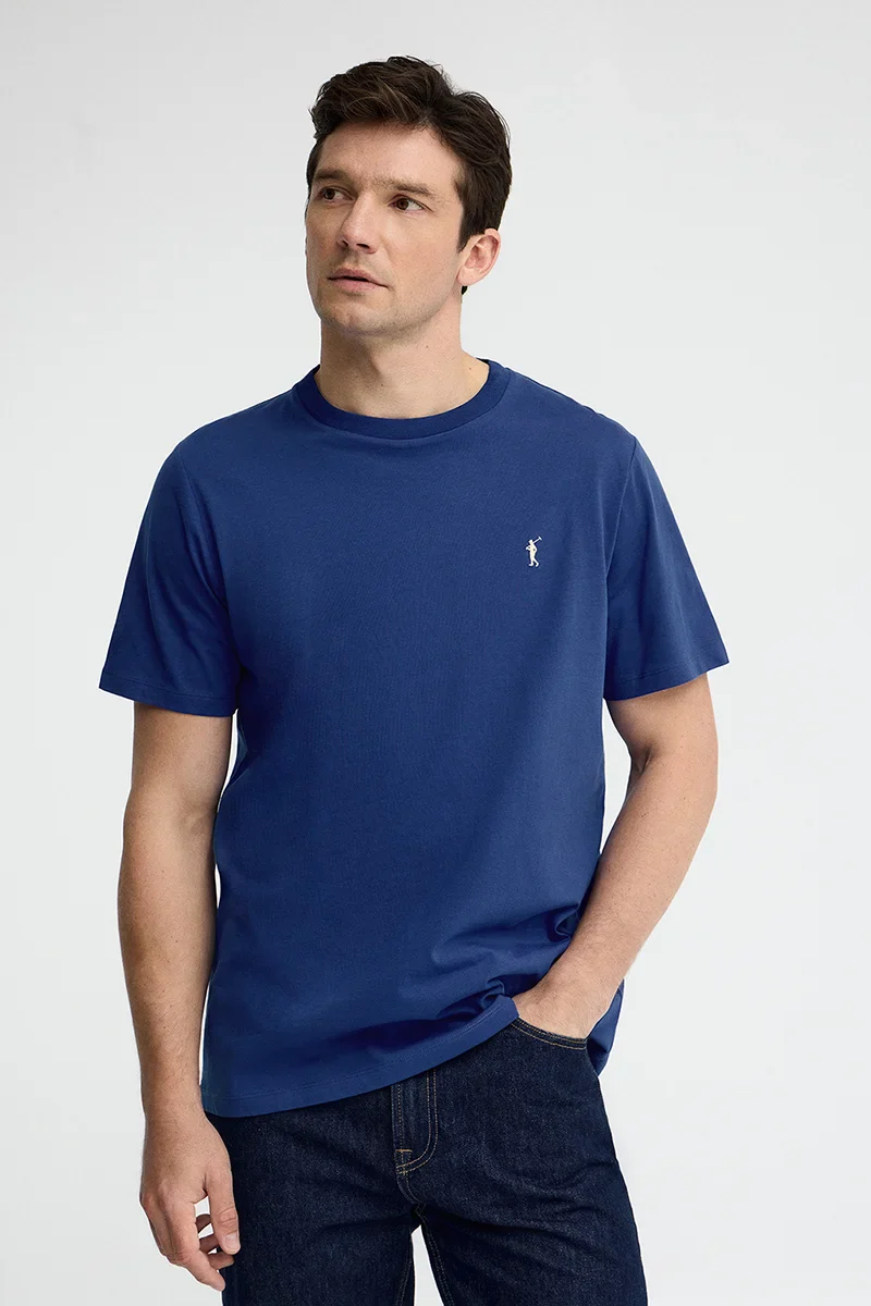 Royal-blue short-sleeve T-shirt with Rigby Go embroidery - Image 2
