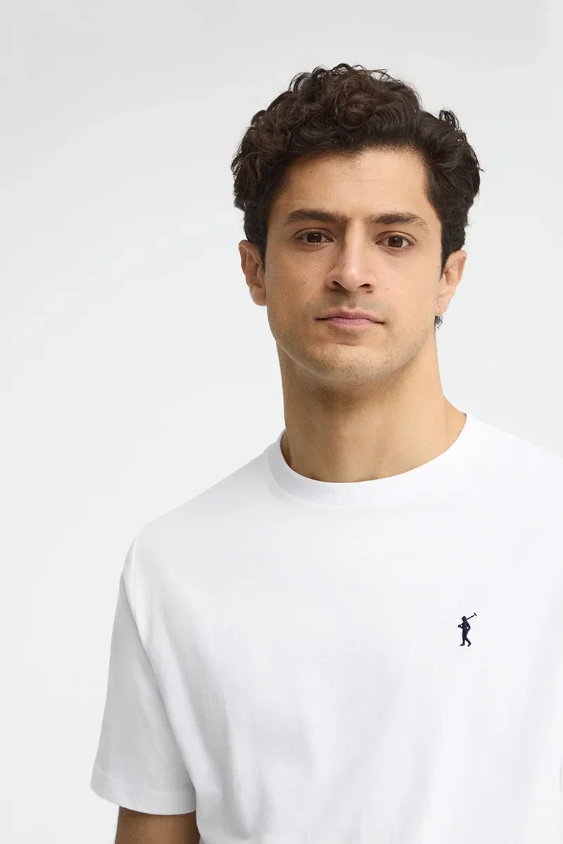 White short-sleeve T-shirt with Rigby Go embroidery - Image 3