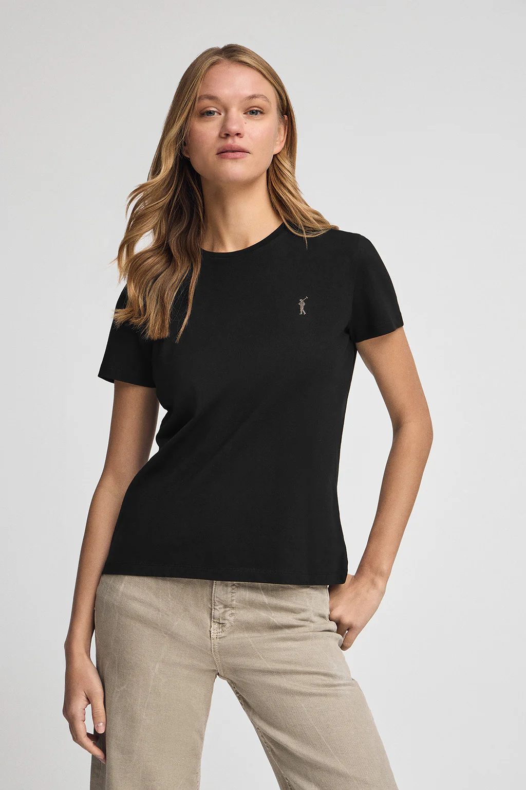 Black T-shirt with Rigby Go Gold logo